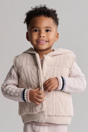 CozyChic Ultra Lite® Toddler Cable Puffer Hooded Vest