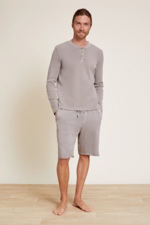 Malibu Collection® Pigment Waffle Long Sleeve Henley Tee
