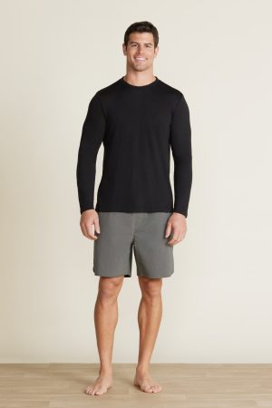 Malibu Collection® Slub Burnout Cut Neck Long Sleeve Tee