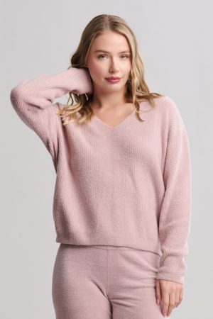 CozyChic Lite® Ribbed V Pullover With Back Tie