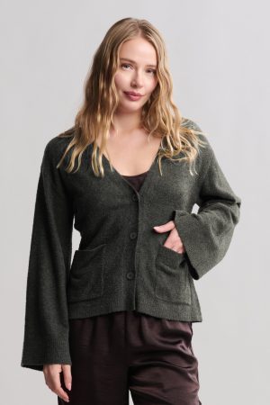CozyChic Lite® Wide Sleeve Button Front Cardigan