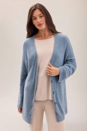 CozyChic Lite® Thin Rib Button Front Cardigan