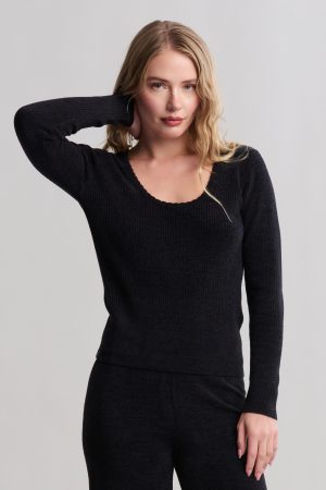 CozyChic Ultra Lite® Ribbed Scallop Scoop Neck