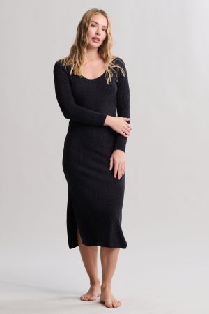 CozyChic Ultra Lite® Ribbed Scoop Neck Midi Dress