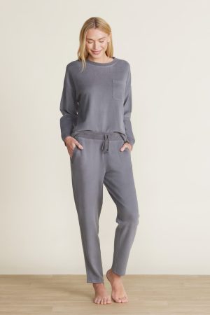 Malibu Collection® Brushed Fleece Sweater Mix Tapered Pant