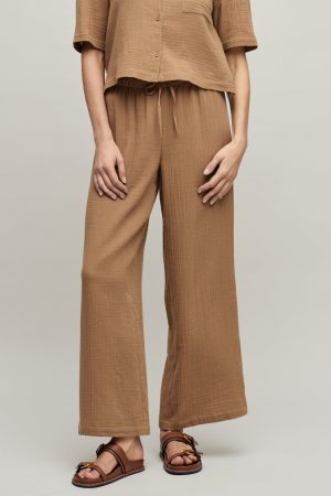 Cotton Gauze Wide Leg Pant