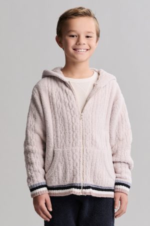 CozyChic® Youth Sporty Rib Cable Zip Hoodie