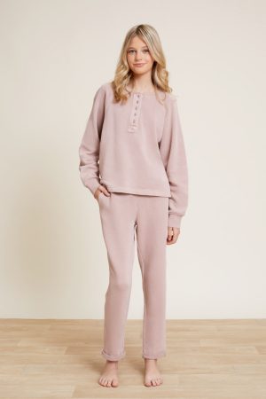 Malibu Collection® Youth Brushed Terry Rolled Hem Pant