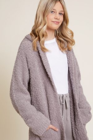 CozyChic® Boucle Youth Hooded Long Coatigan