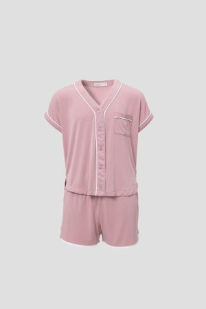 Malibu Collection® Youth Soft Jersey Piped Pj Set
